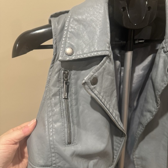 Vtg 90s Y2K Gray Moto Vest Biker Utility Minimalist Soft Grunge Women's Large - Picture 5 of 11